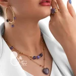 سرویس قلب آماتیست (سنگ طبیعی)💎 زیورآلات بیوتی