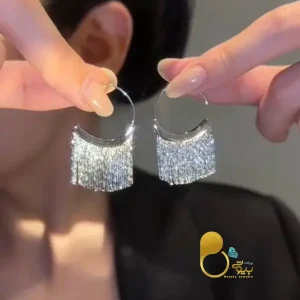 گوشواره آبشاری حلقه ای 💎فروشگاه زیورآلات بیوتی