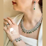 سرویس زمردی سوپر فول جواهری وارداتی💎فروشگاه زیورآلات بیوتی خرید ست جواهر نگین دار عروس
