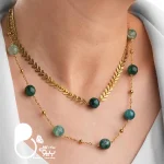 خرید ست گندمی رنگ ثابت با سنگ واقعی کپی طلا