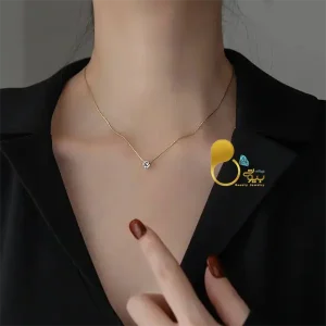 قیمت و خرید گردنبند جواهر مینیمال با نگین ظریف💎استیل روکش طلا وارداتی ترکیه