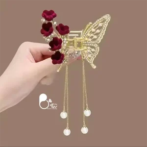 قیمت و خرید کلیپس پروانه گل رز یلدا💎اکسسوری شیک و خاص ویژه یلدا 🌹