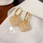 قیمت و خرید گوشواره باگت مربعی ترک استیل رنگ ثابت کپی طلا