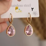 گوشواره اشکی نگین اتریشی💎فروشگاه زیورآلات بیوتی