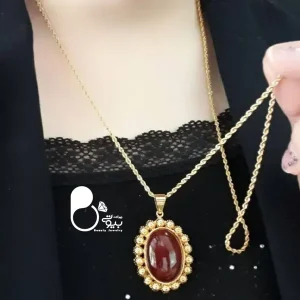 ست پلاک و زنجیر عقیق با تخفیف💎فروشگاه زیورآلات بیوتی
