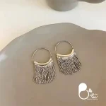 خرید گوشواره آبشاری حلقه ای 💎فروشگاه زیورآلات بیوتی