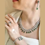 قیمت و خرید سرویس زمردی سوپر فول جواهری وارداتی💎فروشگاه زیورآلات بیوتی خرید ست جواهر نگین دار عروس