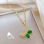 خرید گردنبند ظریف پروانه استیل رنگ ثابت کپی طلا از بیوتی
