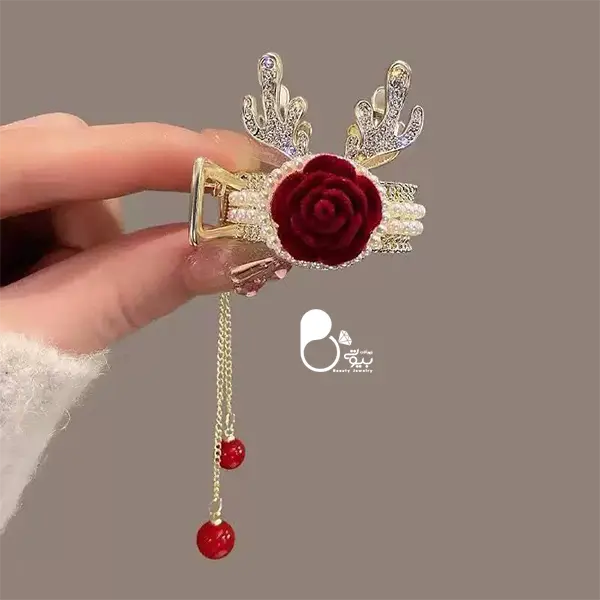 قیمت و خرید کلیپس شاخ گوزن گل رز یلدا💎اکسسوری شیک و خاص ویژه یلدا 🌹 قیمت و خرید کلیپس شاخ گوزن گل رز یلدا💎اکسسوری شیک و خاص ویژه یلدا 🌹