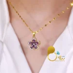گردنبند گل بنفش ترک💎فروشگاه زیورآلات بیوتی