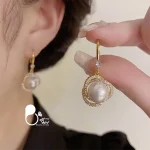قیمت و خرید گوشواره مروارید نگین دار کپی طلا