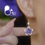 قیمت و خرید گوشواره گل بنفش ترک رنگ ثابت کپی طلا گوشواره آمترا وارداتی از ترکیه💎فروشگاه زیورآلات بیوتی