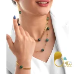 سرویس گندمی زمردی ترک با سنگ طبیعی 💎فروشگاه زیورآلات بیوتی