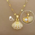 خرید گردنبند صدف و مروارید کپی طلا