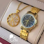 ست ساعت اسپرت جدید با گردنبند کپی طلا 💎زیورآلات بیوتی قیمت و خرید ست ساعت مچی با گردنبند کپی طلا