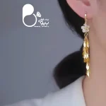 قیمت و خرید گوشواره ارکیده اتریشی💎 استیل روکش طلا، گرید ۱