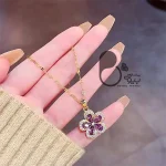 گردنبند گل بنفش ترک💎فروشگاه زیورآلات بیوتی