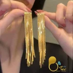 گوشواره آبشاری بلند کپی طلا 💎برند مای اکسسوری ترک