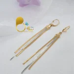 گوشواره آبشاری دورنگ ژوپینگ💎فروشگاه زیورآلات بیوتی