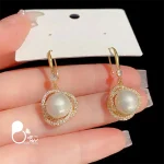 قیمت و خرید گوشواره مروارید نگین دار کپی طلا