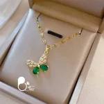 خرید گردنبند ظریف پروانه استیل رنگ ثابت کپی طلا از بیوتی
