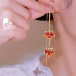 قیمت و خرید گوشواره شکوه پاییز ترک مدل بخیه ای💎استیل روکش طلا از سایت بیوتی