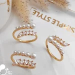 قیمت و خرید انگشتر ماهرخ مرواریدی ژوپینگ💎ظریف، خاص و استیل روکش طلا