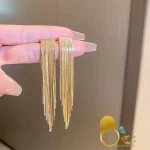 گوشواره آبشاری بلند کپی طلا 💎برند مای اکسسوری ترک