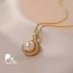 قیمت و خرید گردنبند مروارید نگین دار کپی طلا