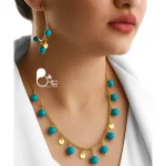قیمت و خرید سرویس شرشره رنگی فیروزه💎 استیل روکش طلا و وارداتی