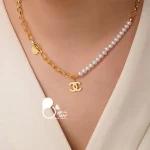 قیمت و خرید گردنبند مرواریدی آویز دار اسپرت استیل رنگ ثابت کپی طلا 💎ترکیب ظرافت و استایل مدرن