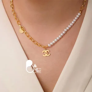 قیمت و خرید گردنبند مرواریدی آویز دار اسپرت استیل رنگ ثابت کپی طلا 💎ترکیب ظرافت و استایل مدرن