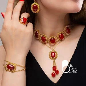 زیباترین ست کامل عقیق با تخفیف 💎فروشگاه زیورآلات بیوتی