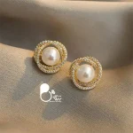 قیمت و خرید گوشواره مروارید نگین دار کپی طلا