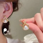 گوشواره مروارید دریا (مروارید مثلثی خاص)💎مینیمال و شیک