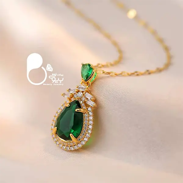 قیمت و خرید گردنبند شهرزاد زمردی سبز درباری💎استیل طلایی، ترند روز قیمت و خرید گردنبند شهرزاد زمردی سبز درباری💎استیل طلایی، ترند روز