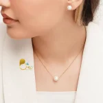 قیمت و خرید نیمست مرواریدی آویز اسپرت💎گردنبند تک‌مروارید و گوشواره میخی ظریف استیل رنگ ثابت کپی طلا