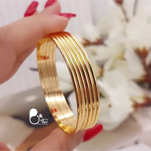 قیمت و خرید النگو آینه دامله ۲ میل کپی طلا YSX💎پک ۶ عددی سایزبندی کامل