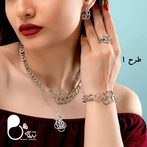 خرید ست کامل نگین میکرو با تخفیف💎فروشگاه زیورآلات بیوتی خرید نیم ست طرح جواهر کپی طلا