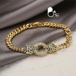 خرید دستبند خاص سر پلنگ کپی طلا و رنگ ثابت با تخفیف زیاد از سایت بیوتی