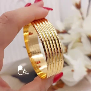 قیمت و خرید النگو آینه ۳ میل دامله کپی طلا YSX💎پک ۶ عددی سایزبندی کامل