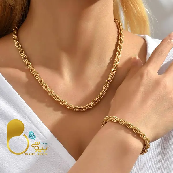 ست طنابی طلا ترک💎فروشگاه زیورآلات بیوتی ست طنابی طلا ترک💎فروشگاه زیورآلات بیوتی