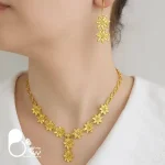 ست طرح طلا فلاور با تخفیف💎فروشگاه زیورآلات بیوتی خرید نیم ست استیل کپی طلا خرید نیمست رنگ ثابت مثل طلا