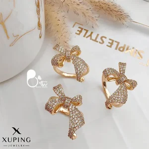 انگشتر پاپیون شیدا ژوپینگ💎نگین میکرو | روکش طلا کپی طلا