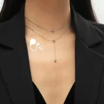 گردنبند ویکتوریا دو لاین گوی طلایی و نقره‌ای💎ترند و شیک