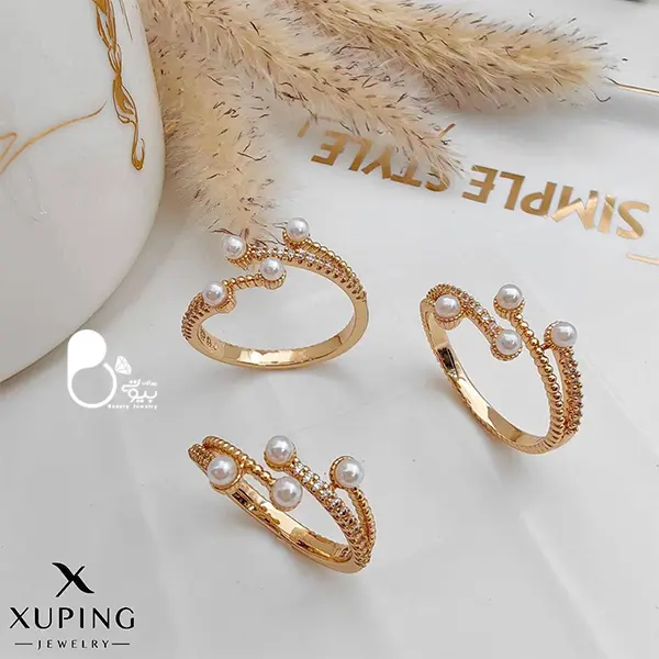 انگشتر مرواریدی مینیمال دوبل ژوپینگ با طراحی ظریف و شیک، فریسایز، کیفیت بالا و موجود در دو رنگ طلایی و نقرهای انگشتر مرواریدی مینیمال دوبل ژوپینگ با طراحی ظریف و شیک، فریسایز، کیفیت بالا و موجود در دو رنگ طلایی و نقرهای