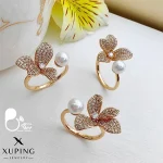 قیمت و خرید انگشتر گل مروارید ژوپینگ کپی طلا💎 فری سایز، خاص و شیک