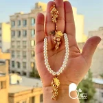 نیمست مرواریدی انگور💎فروشگاه زیورآلات بیوتی خرید نیمست انگور مرواریدی خرید گردنبند و گوشواره انگور رنگ ثابت