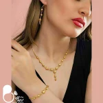 ست طرح طلا فلاور با تخفیف💎فروشگاه زیورآلات بیوتی خرید نیم ست استیل کپی طلا خرید نیمست رنگ ثابت مثل طلا