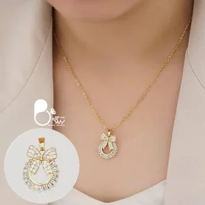 گردنبند پاپیون نگین باگت کپی طلا💎وارداتی ترکیه، اسپرت و شیک